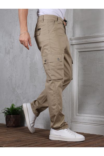 PASSWORD Men's Gabardin Licra Pants with Cargo Pocket
