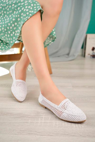 Aymood Λευκή Πλεκτή Ελαφριά Σόλα Ballerina S Textile