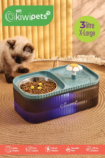 Kiwi Pets Kpf-10548 Food Container and Automatic Pet Water Fountain