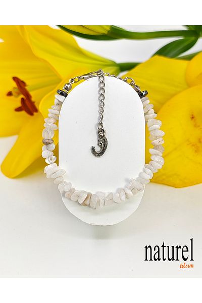 Naturel Tılsım Natural Moon Stone Broken Lady Bracelet