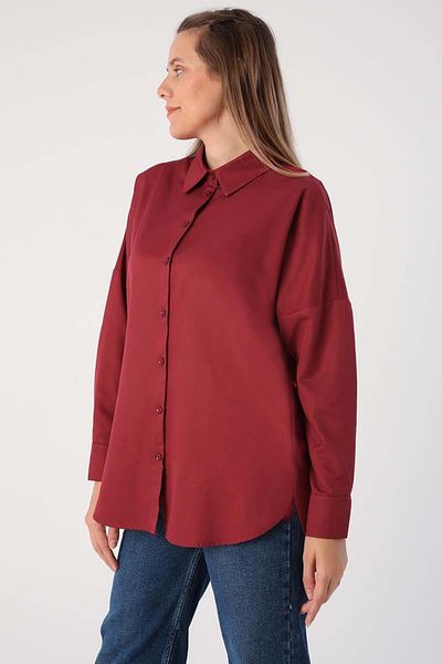 ALLDAY Dark Burgundy-Oversize Basic Shirt