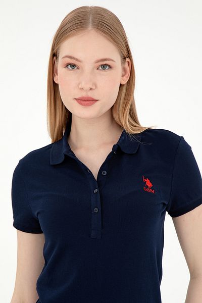 U.S. Polo Assn. Women's Navy Blue Basic Polo Neck T-Shirt 50280037 -Vr033