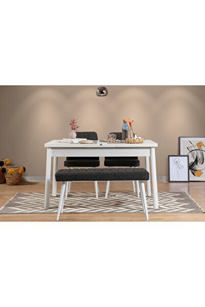 Vivense STORMİ AÇILIR MASA TAKIMI, BEYAZ ANTRASİT 1053, 120x75