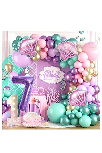 BİDOLUMUTLULUK Deniz Kızı Konsept Mor Rakamlı Doğum Günü Seti