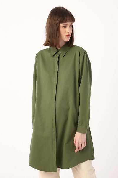ALLDAY Khaki-Plus Size Shirt Tunic