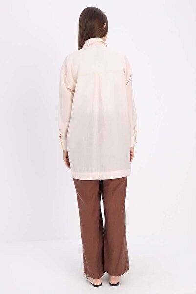 ALLDAY Off-White-Ruffle Shirt Tunic