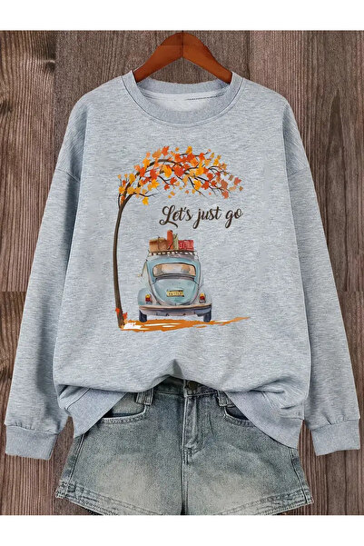 Frisson Φθινοπωρινά Φύλλα με τύπωμα Γυναικεία Άνετα Φούτερ - FRISSON