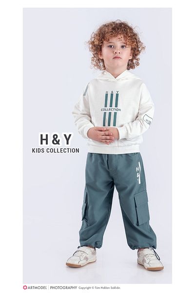 tipycix kids wear Two Strings Sweatshirt Soft Fabric Cargo Pants 2'Li Boy Set