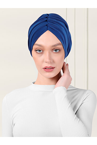 ada sanatsal غطاء رأس حجاب عملي برباط سادة - أزرق