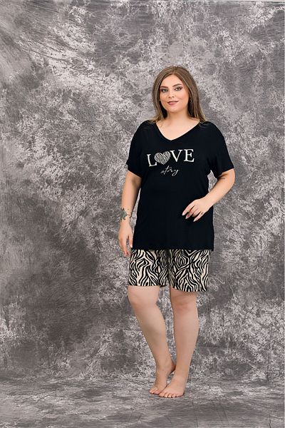 Lady Lingerie Γυναικείο σορτς με κοντό μανίκι V λαιμόκοψη 93% βαμβάκι 7% Lycra