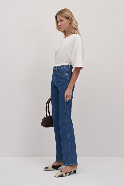 Mathilda Store Kadın Mavi Mathilda Yüksek Bel Straight Fit Jean