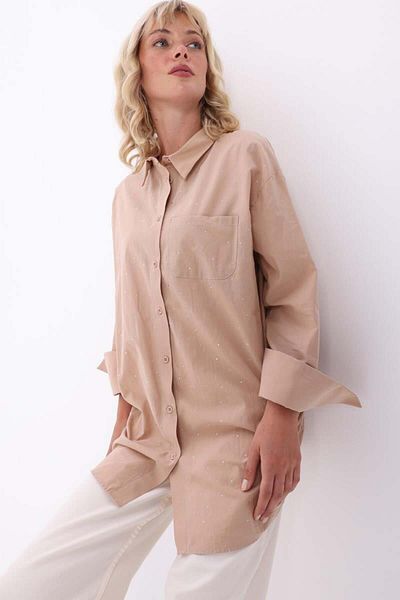 ALLDAY Beige-Cotton Stone Shirt Tunic