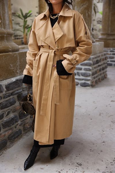 My Blog Long Trench Coat with Salmon Pockets - 54502