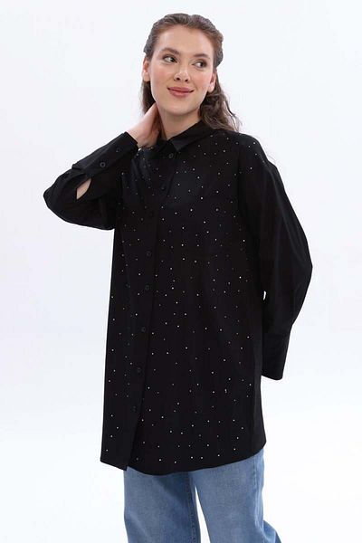ALLDAY Black-Cotton Stone Shirt Tunic