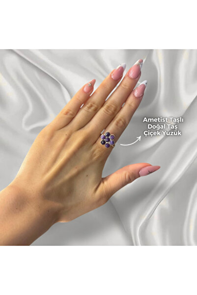 Elifsu Jewelry Flower Design Natural Stone Ring