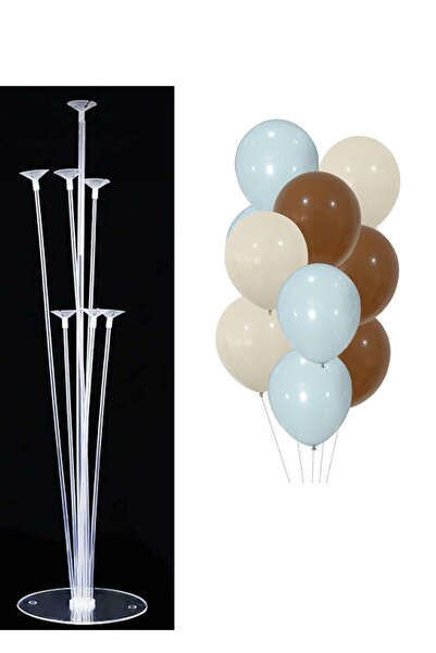 Patladı Gitti 7'li Balon Standı ve 10 Adet Mavi Deniz Kumu Ve Kahverengi Balo...