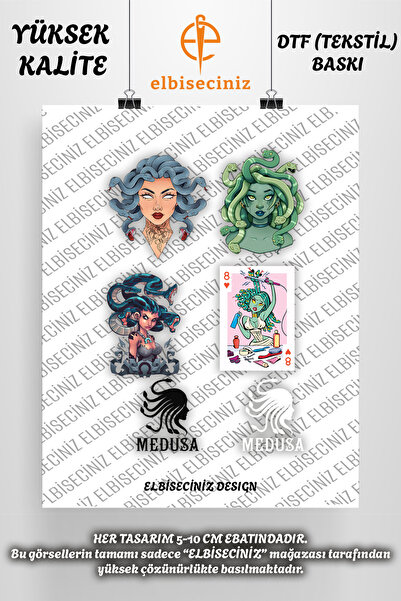 VİZYON İKRA طباعة نسيج DTF متميزة تحت عنوان "MEDUSA". يمكن لصقه بسهولة بالكي