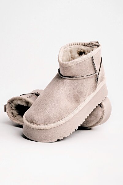 Lal Shoes & Bags Жіночі високі черевики з хутром, кремові