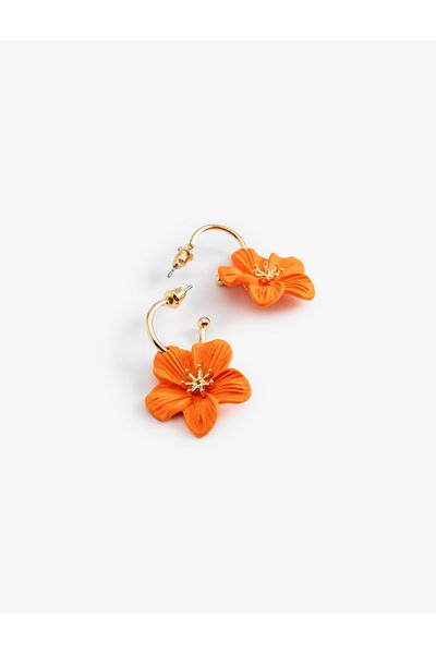 Koton Hoop Earrings - Floral Pattern