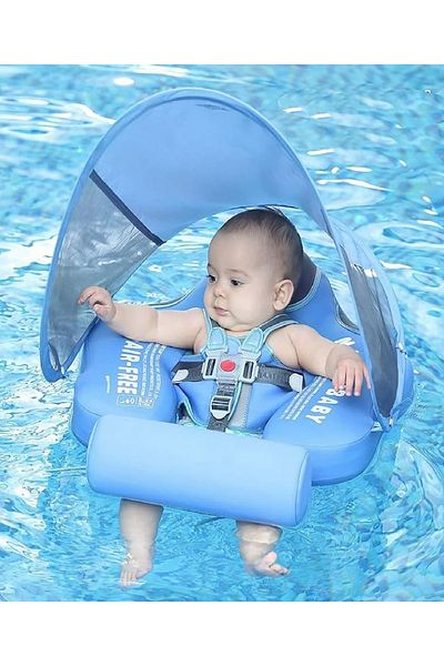 Schulzz منقوشة للأطفال من Mambobaby - أطفال آمنين باللون الأزرق مع قفل أمان للحماية من الشمس والمظلة
