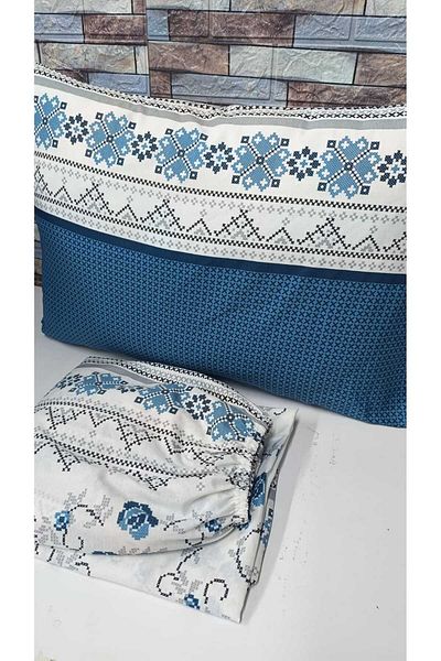 GASEL ÇARŞI Double Cross Stitch Pattern Cotton Elastic Sheet Set