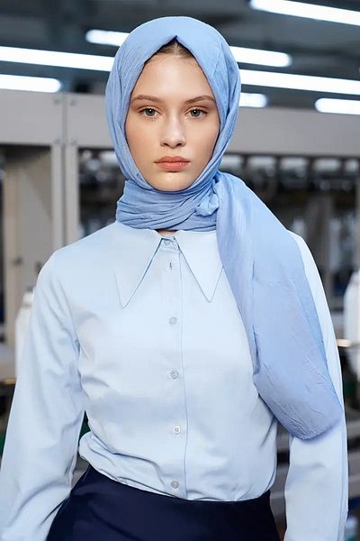 Madame Polo Şal de bambus albastru moale
