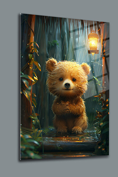 glassartdesign Cute Bear Non-Fracture Glass Painting Pictură Modernă Decor pe...