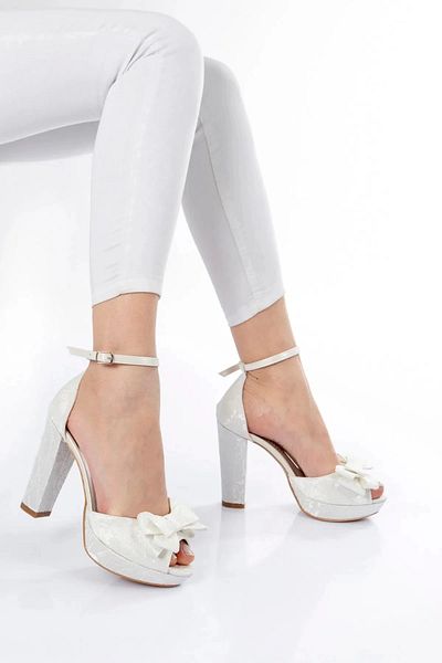 MFT AYAKKABI White High Heeled Platform Evening Dress Shoes