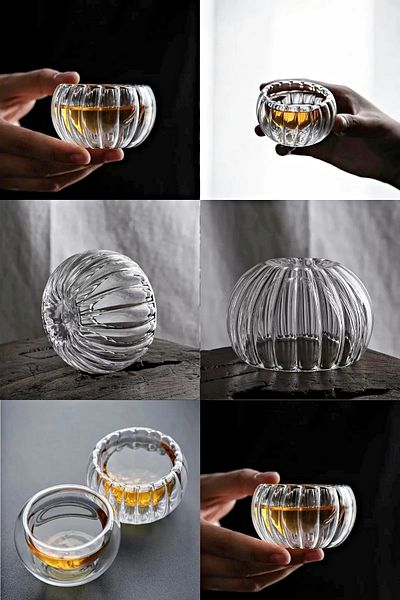 ARVALE 6 Pieces Striped Double Wall Mini Bowl Coffee Side Turkish Delight Bowl