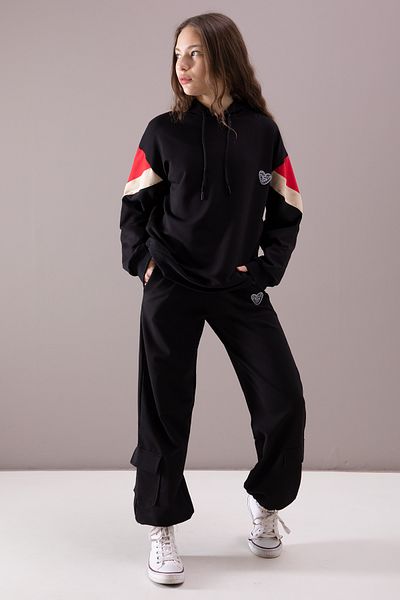 Cansın Mini Μαύρο Cargo Pocket Girl's Logo Διπλό κοστούμι 19866