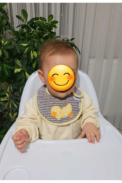 Alpar Tekstil Baby Set of 2 - Liquid Proof Ducks with Cotton Oilcloth, Baby Bib Large and Small