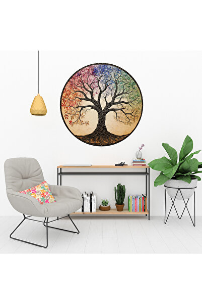 KOSS Dijital Autocolant rotund cu arborele vieții colorat, autocolant în form...