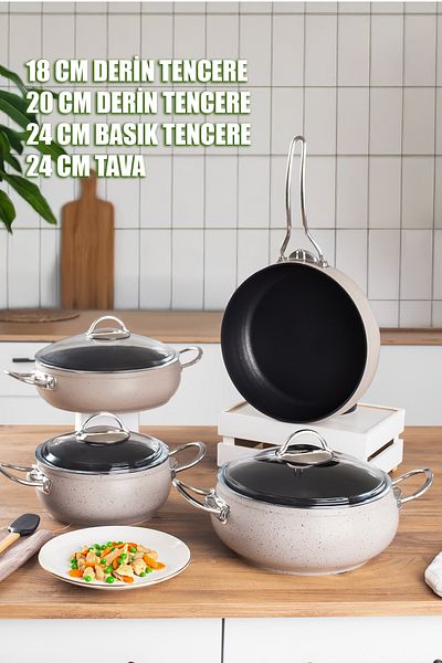 Lines L-5094-3 7 Piece Linden Metal Handle Clover Sphere Hot Pot Cookware Set