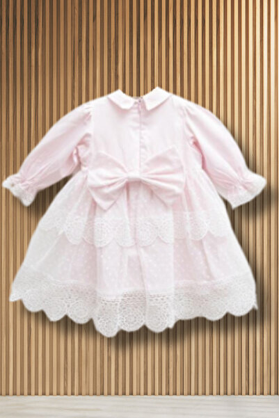 CreativeBebe Kız Bebek Lüx Elbise Set Pembe 0-3AY / 3-6AY - Uzun Kollu Dantelli - Mevlüt  Özel Gün Hediye Kutulu