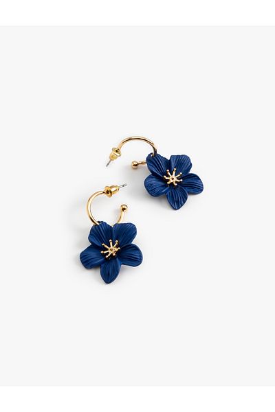 Koton Steel Blended Flower Hoop Earrings