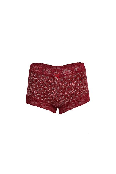 Akbeniz Claret Red Cotton Γυναικείο Boxer - Πακέτο 2 40266