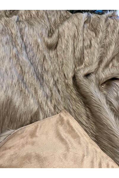 sevaradekor Açık Bej - Kül Rengi Peluş Örtü Kaymaz Koltuk Örtüsü Tibet Koltuk Örtüsü 200 X 75