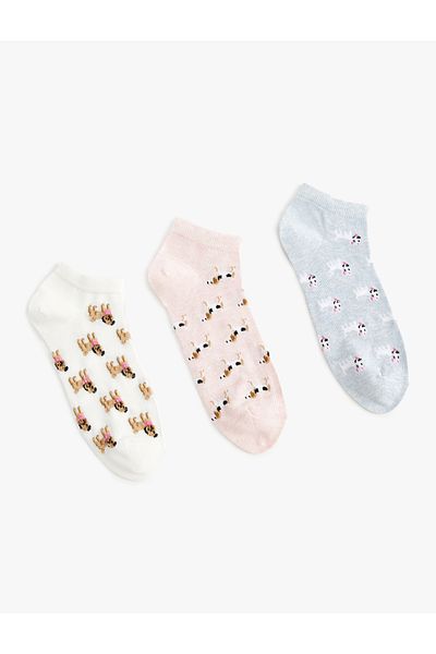 Koton Set de 3 șosete papuci cu model câine multicolor