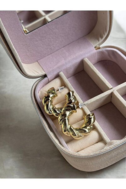 MUTENA أقراط دائرية على شكل لوحة ملتوية سميكة - أقراط دائرية ذهبية ملفوفة ملتوية