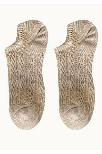 socksbox Памучни релефни чорапи до глезена, 5 чифта, дамски - 36-41