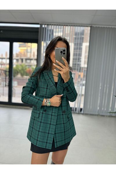 caddstore Jachetă blazer în carouri Foo Green Black