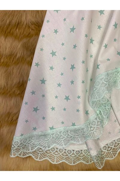 skycott Mint Colorful Star Printed Practical Prayer Dress with Lace Detail - Hijab and Skirt Set 980