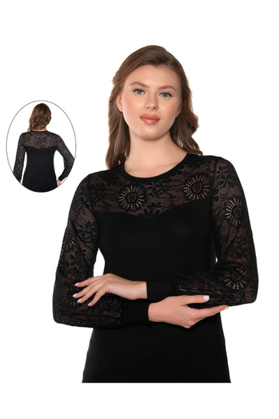 Belinay Жіночий, чорний, 96% віскоза, комір-стійка, боді з мереживними деталями