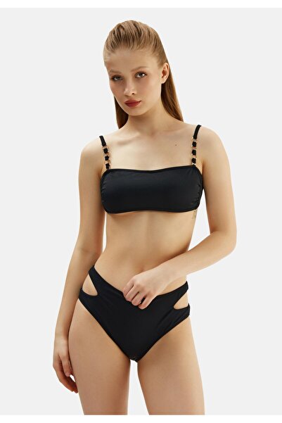Eros Yüksek Bel Aksesuarlı Straplez Bikini Takım Siyah 2016esbk