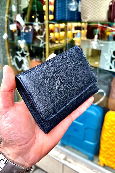 CüzCan Sahra Navy Blue Genuine Leather Women's Wallet Polite and Convenient (12X9Cm)
