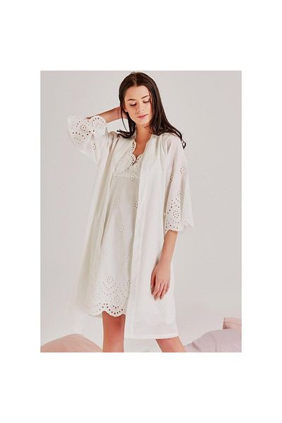 Magic Form 46108 Ecru Single Dressing Gown - Self-Embroidered Pattern