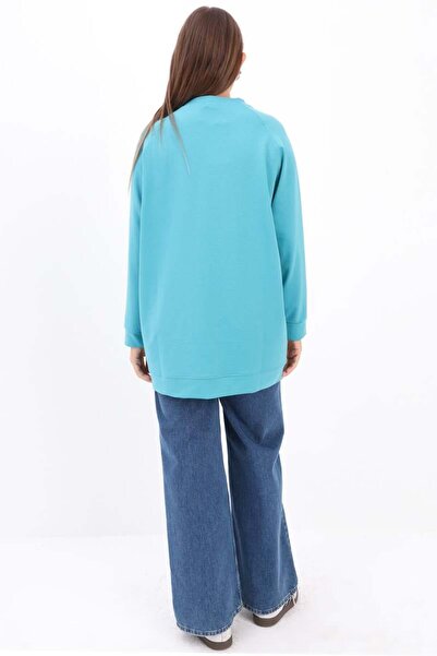 ALLDAY Φούτερ με μανίκια ρεγκλάν με λαιμόκοψη τιρκουάζ