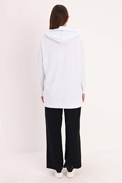 ALLDAY Beyaz Kapüşonlu Kanguru Cepli Sweatshirt