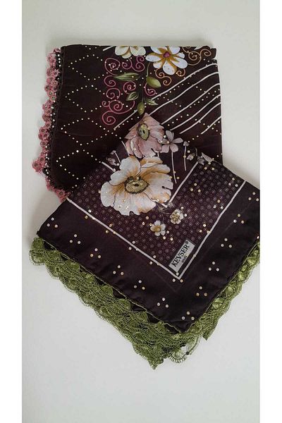 Papatyam 2 Pieces Sequin Writing Crochet - Handcrafted Yemeni Vintage Embroidery