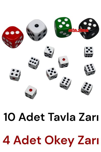Miajima Backgammon Sandal 10 Pieces 9 mm Color Okey Sandal 4 Pieces 16 mm Set